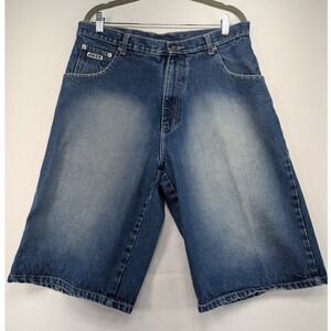 Vintage‎ Y2K JOKER Denim Shorts Men's Size 34 Blue Baggy Loose Fit Jean Shorts